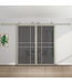 Dubbele stalen schuifdeur - Kiezelgrijs - 6 Vlaks - Helder glas - Luxe design