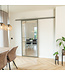 Stalen Schuifdeur met koofsysteem - Kiezelgrijs - 6 Vlaks - Helder glas - Luxe design