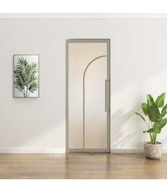 Stalen Taatsdeur - Kiezelgrijs - 2 Vlaks rond - Mat glas