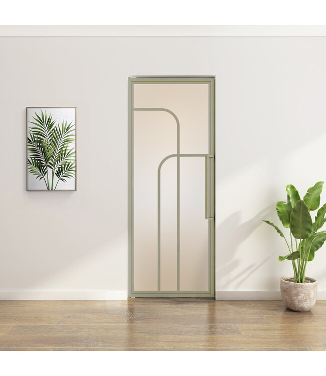 Stalen Taatsdeur - Kiezelgrijs - 4 Vlaks rond - Rookglas