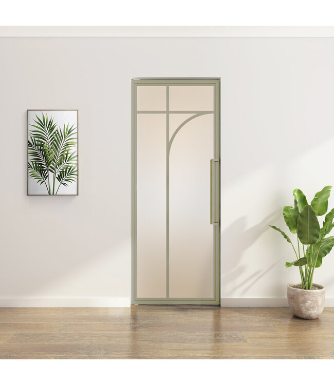 Stalen Taatsdeur - Kiezelgrijs - 5 Vlaks rond - Rookglas