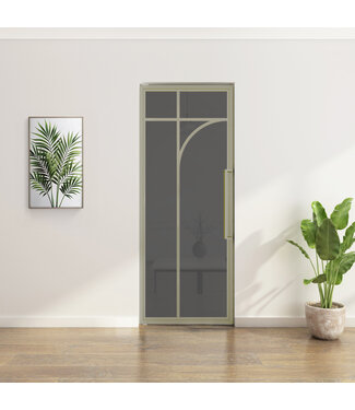 Stalen Taatsdeur - Kiezelgrijs - 5 Vlaks rond - Rookglas