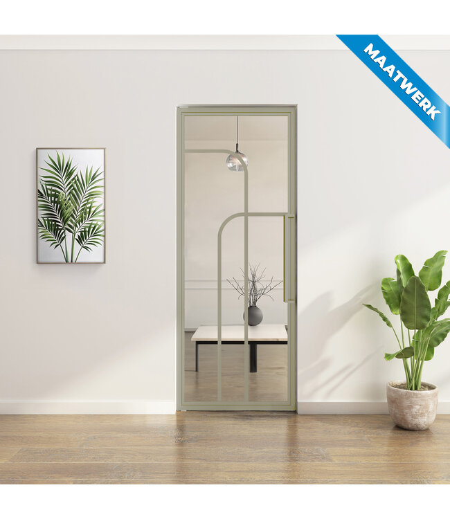 Stalen Taatsdeur - Maatwerk - Kiezelgrijs - 4 Vlaks rond - Rookglas