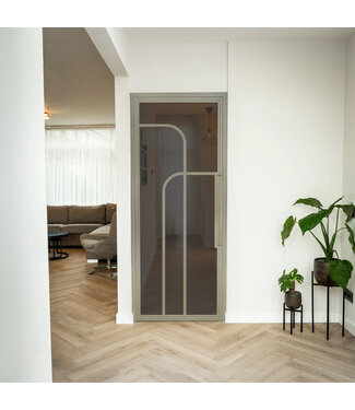 Stalen Binnendeur - Kiezelgrijs - 4 Vlaks rond - Rookglas