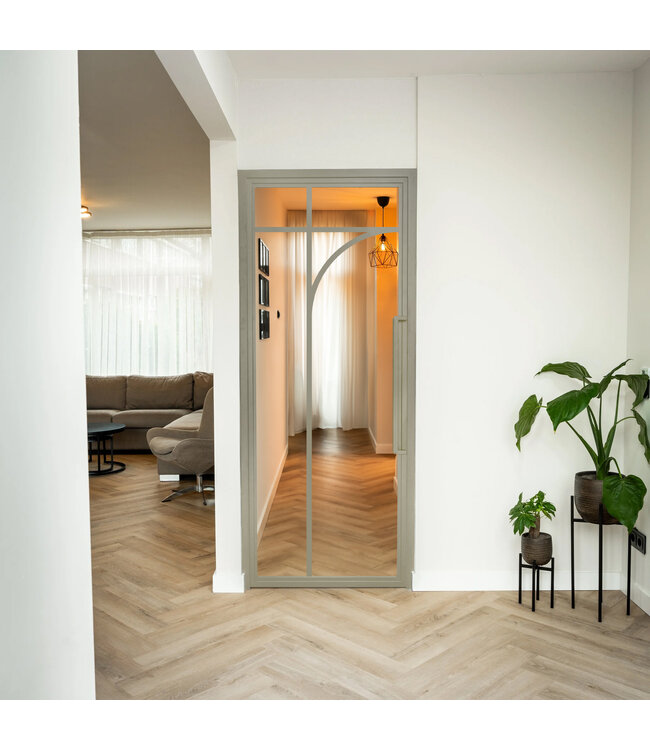 Stalen Binnendeur - Kiezelgrijs - 5 Vlaks rond - Rookglas