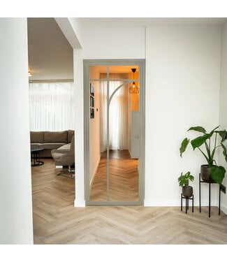 Stalen Binnendeur - Kiezelgrijs - 5 Vlaks rond -Helder glas - Met slot