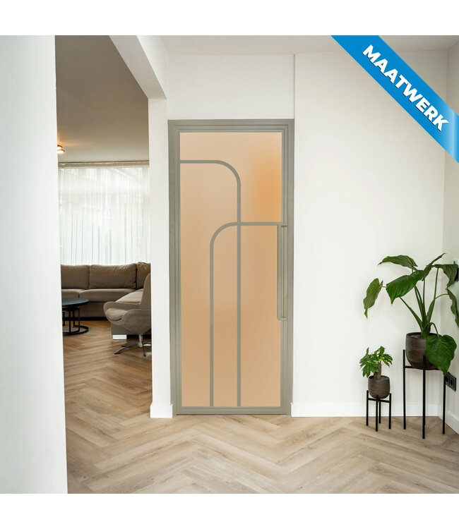 Stalen Binnendeur - Kiezelgrijs - 4 Vlaks rond - Maatwerk - Rookglas