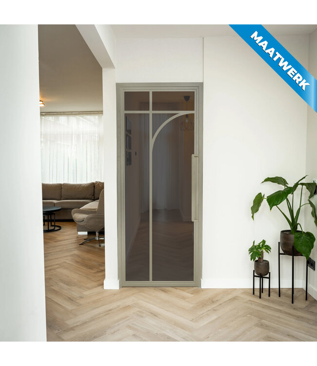 Stalen Binnendeur - Kiezelgrijs - 5 Vlaks rond - Maatwerk - Helder glas