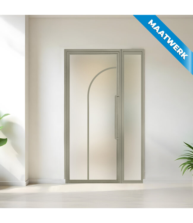 Stalen binnendeur met glaspaneel - 2 Vlaks rond - Maatwerk - Rookglas