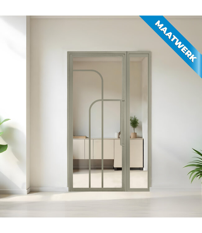 Stalen binnendeur met glaspaneel - 4 Vlaks rond - Maatwerk - Rookglas