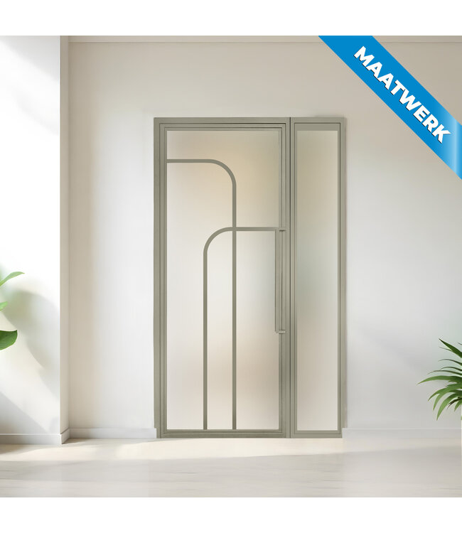 Stalen binnendeur met glaspaneel - 4 Vlaks rond - Maatwerk - Rookglas