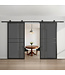 Dubbele stalen schuifdeur - Zwart - 6 Vlaks - Rook glas - Luxe design*