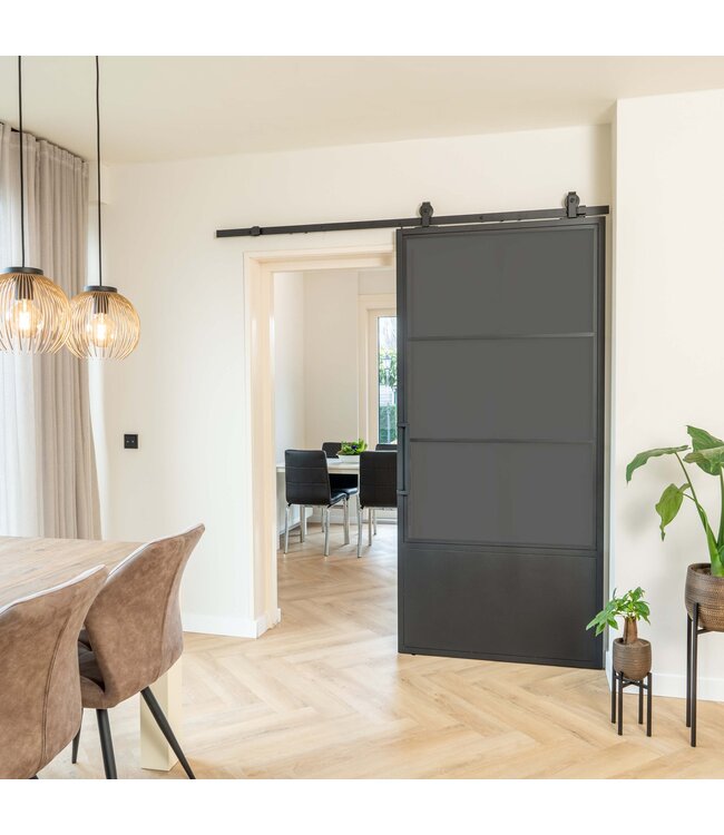 Stalen Schuifdeur - 3 Vlaks met kickplate - Helder glas*