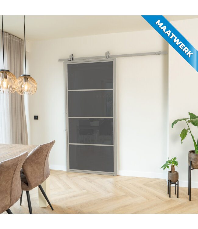 Stalen Schuifdeur - Kiezelgrijs - 4 Vlaks - Maatwerk - Matglas