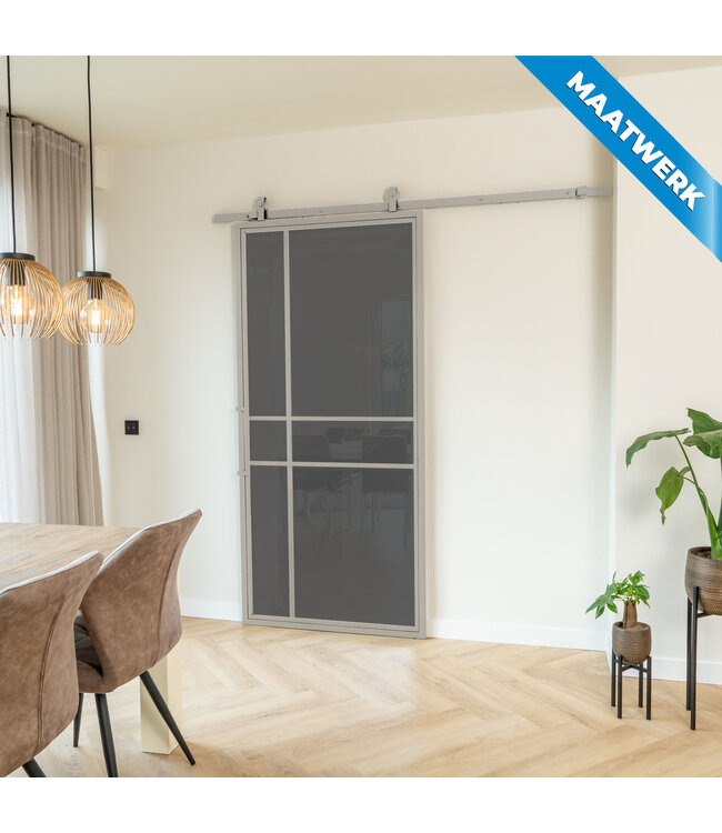 Stalen Schuifdeur - Kiezelgrijs - 6 Vlaks - Maatwerk - Helder glas - Luxe design
