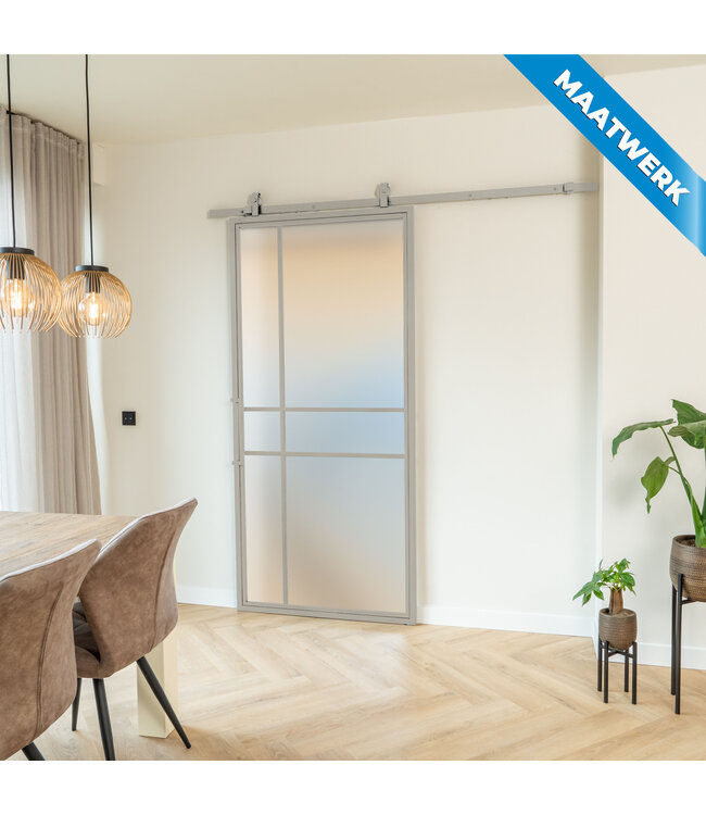 Stalen Schuifdeur - Kiezelgrijs - 6 Vlaks - Maatwerk - Rookglas - Luxe design