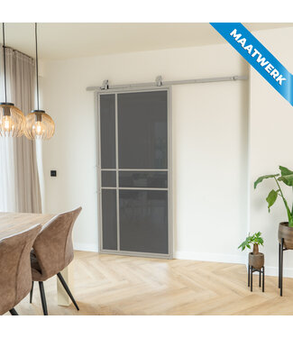 Stalen Schuifdeur - Kiezelgrijs - 6 Vlaks - Maatwerk - Rookglas - Luxe design