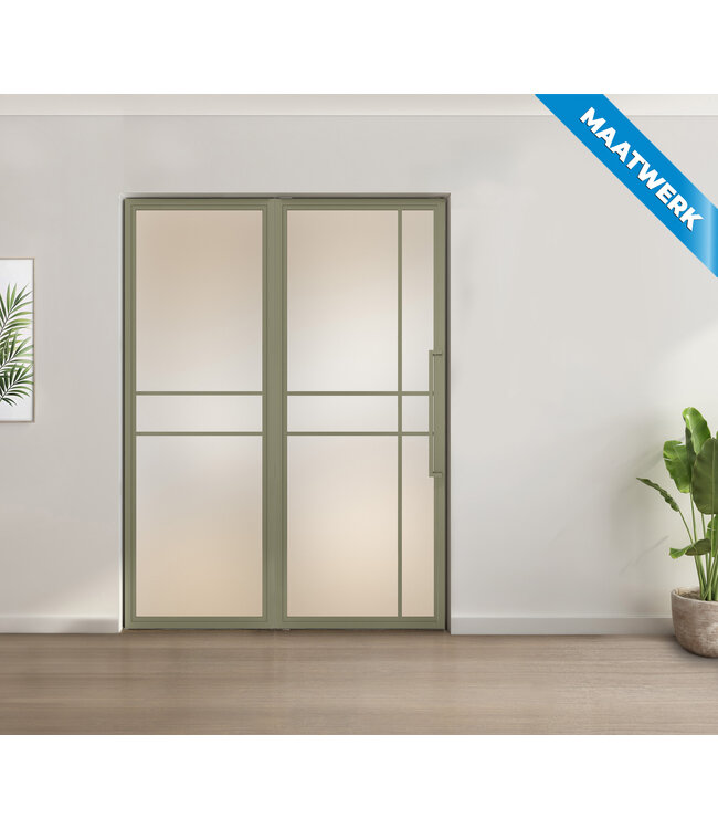 Enkele stalen taatsdeur met glaspaneel - Kiezelgrijs - 6 Vlaks - Helder glas - Luxe design