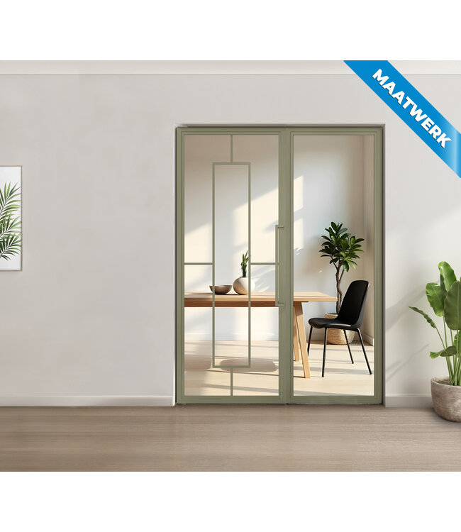 Enkele stalen taatsdeur met glaspaneel - Kiezelgrijs - 5 Vlaks - Helder glas