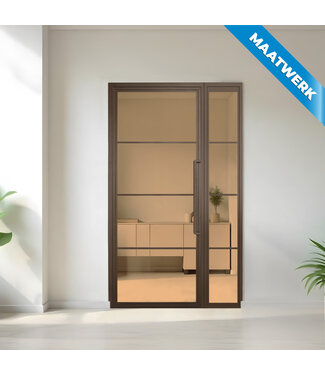 Stalen binnendeur met glaspaneel - Brons - 4 Vlaks - Maatwerk - Brons rook glas