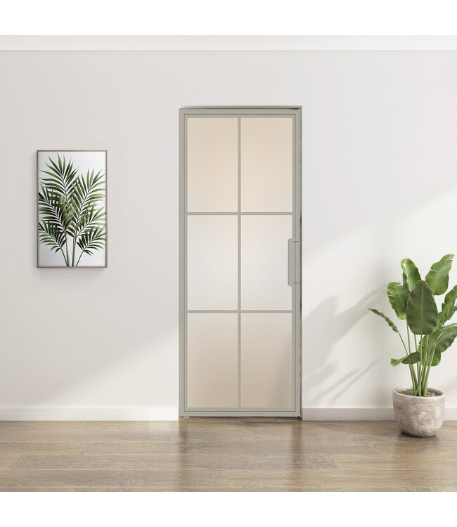 Stalen taatsdeur - Kiezelgrijs - 6 Vlaks - Helder glas