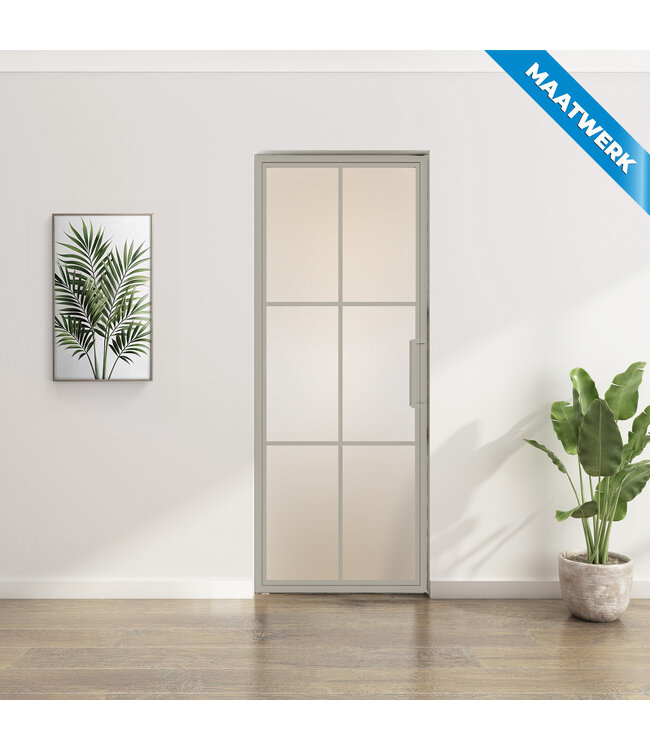 Stalen Taatsdeur - Maatwerk - Kiezelgrijs - 6 Vlaks - Rookglas