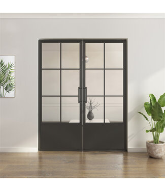 OUTLET: Dubbele stalen taatsdeur - 6 Vlaks met kickplate  - Moderne look