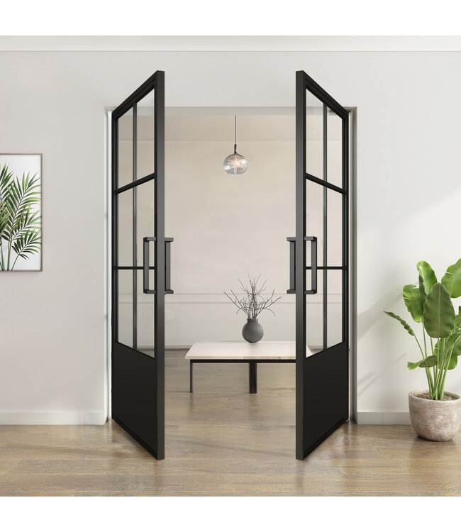 OUTLET: Dubbele stalen taatsdeur - 6 Vlaks met kickplate  - Moderne look