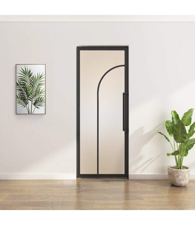 Stalen Taatsdeur - Zwart - 2 Vlaks rond - Helder glas*