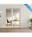 Enkele stalen taatsdeur met glaspaneel, 4 vlaks, wit, helder glas