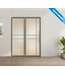 Enkele stalen taatsdeur met glaspaneel, 6 vlaks, olijfgroen, mat glas