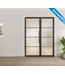 Enkele stalen taatsdeur met glaspaneel, 4 vlaks, mat glas