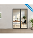 Enkele stalen taatsdeur met glaspaneel, 4 vlaks, mat glas
