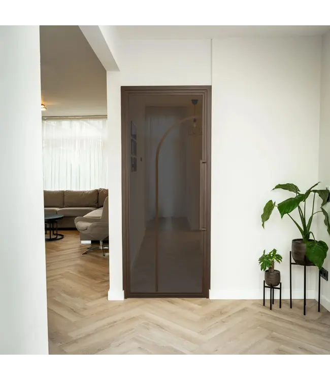 Stalen Binnendeur - Brons - 2 Vlaks rond - Kathedraalglas