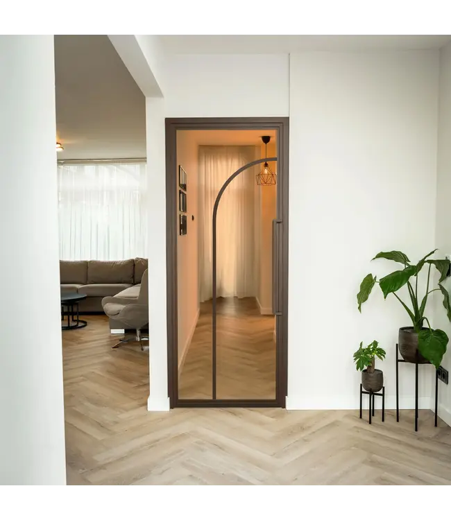 Stalen Binnendeur - Brons - 2 Vlaks rond - Kanaalglas