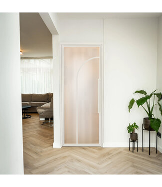 Stalen Binnendeur - Wit - 2 Vlaks rond - Kanaalglas