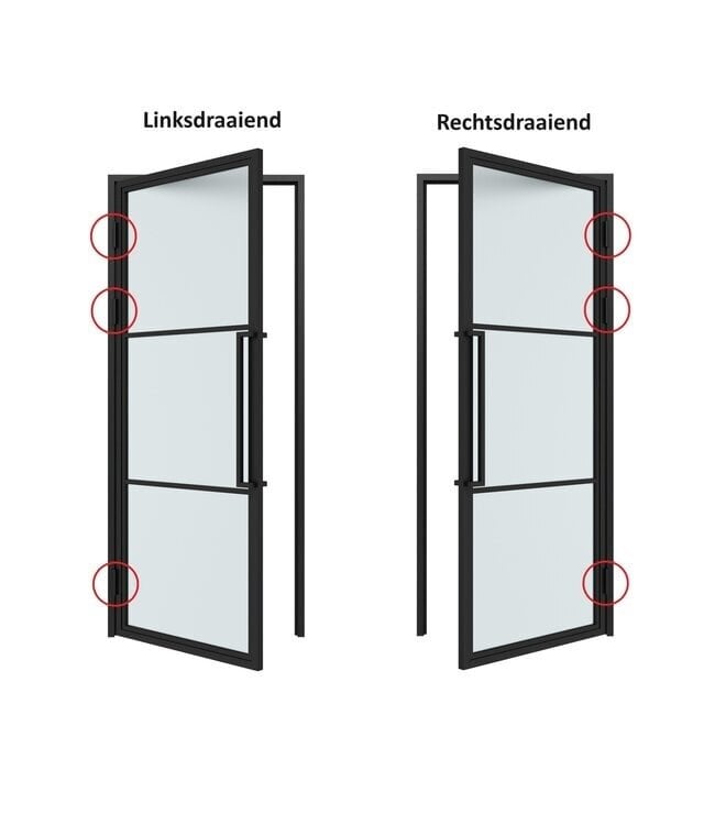 Stalen Binnendeur - Kiezelgrijs - 2 Vlaks rond - Kanaalglas