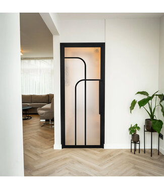 Stalen Binnendeur - 4 Vlaks rond - Kathedraalglas