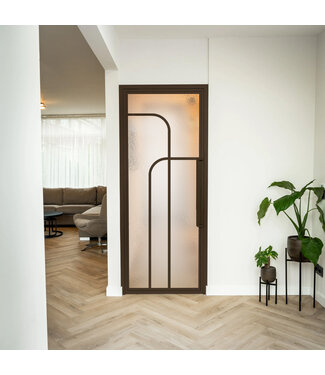 Stalen Binnendeur - Brons - 4 Vlaks rond - Kathedraalglas