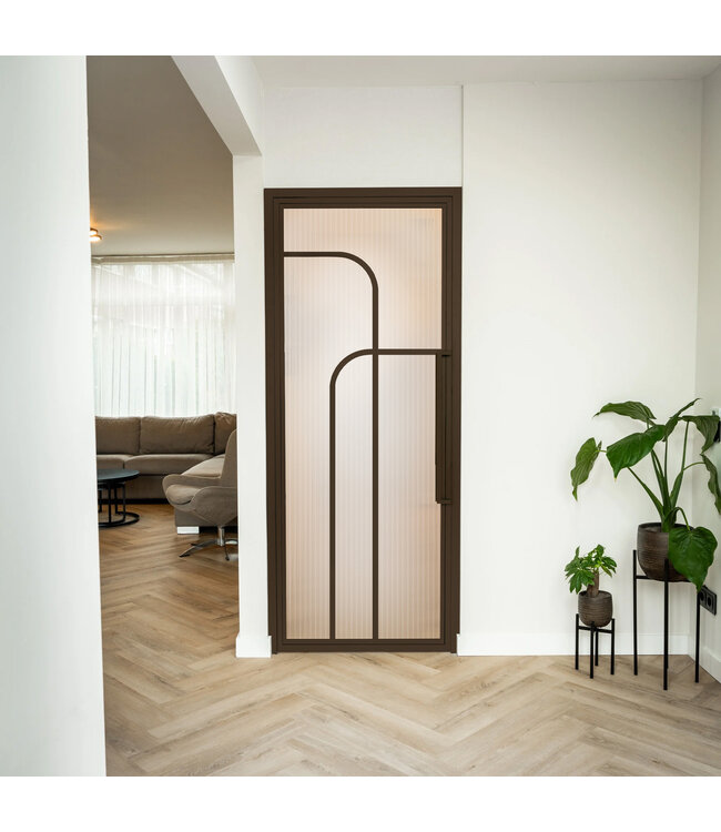 Stalen Binnendeur - Brons - 4 Vlaks rond - Kathedraalglas