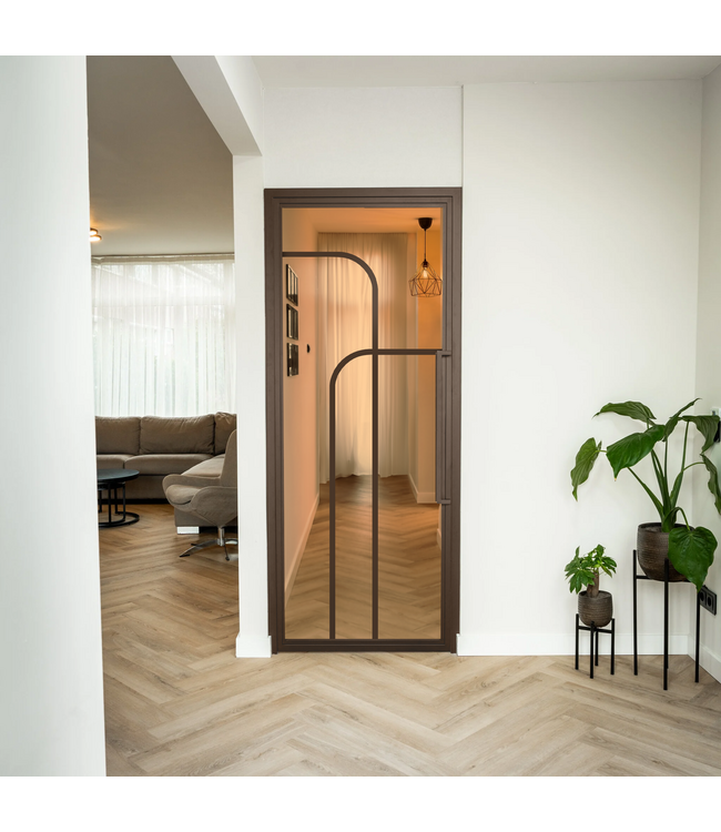 Stalen Binnendeur - Brons - 4 Vlaks rond - Kanaalglas