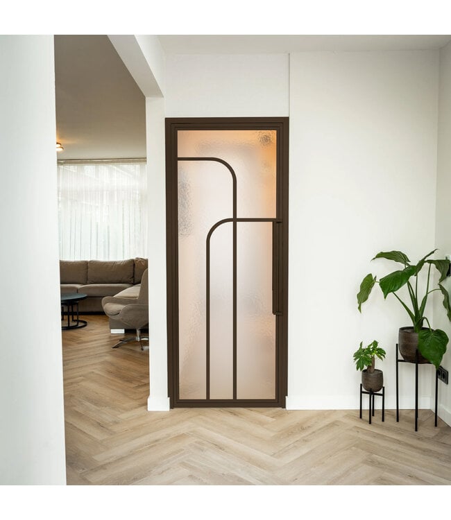 Stalen Binnendeur - Brons - 4 Vlaks rond - Kanaalglas