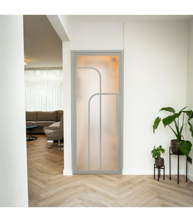 Stalen Binnendeur - Kiezelgrijs - 4 Vlaks rond - Rookglas