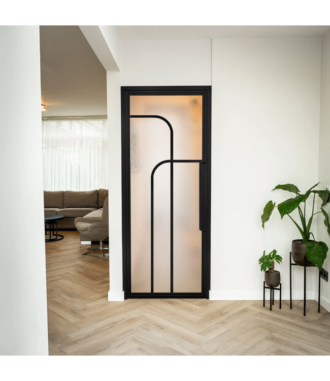 Stalen Binnendeur - 4 Vlaks rond - Helder glas