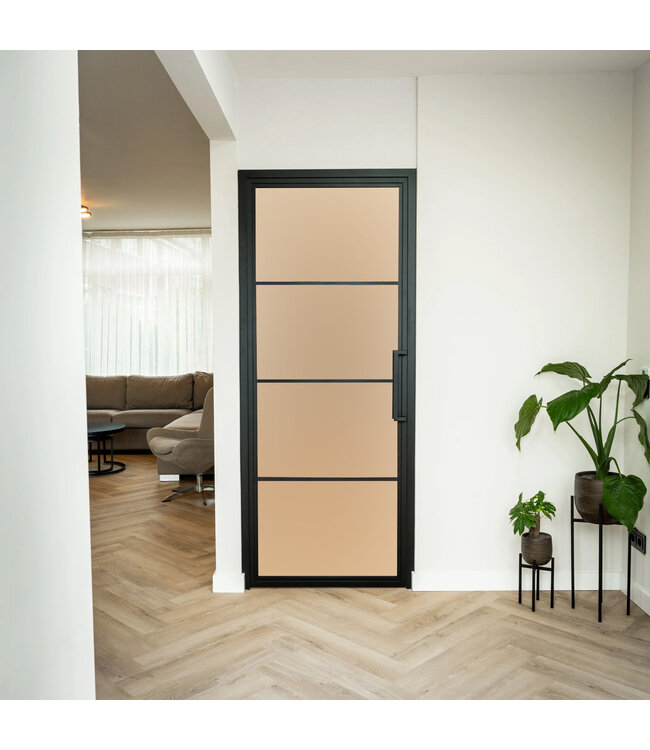 Stalen Binnendeur - Zwart - 4 Vlaks - Kanaalglas