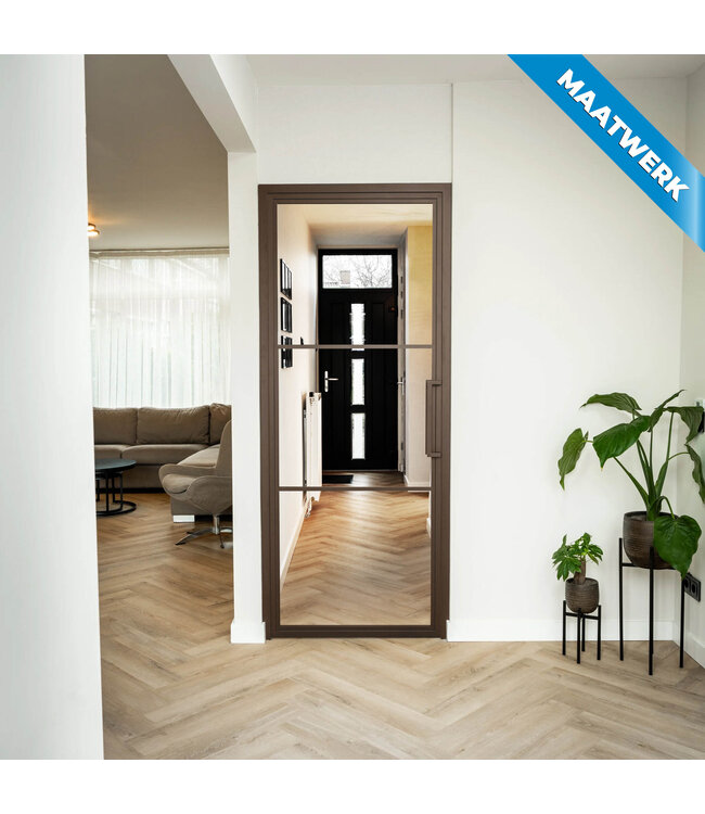 Stalen Binnendeur - Brons - 3 Vlaks - Maatwerk - Kanaalglas