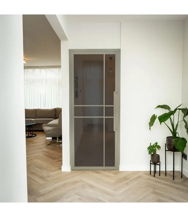 Stalen Binnendeur - Kiezelgrijs - 6 Vlaks - Kanaalglas - Luxe design