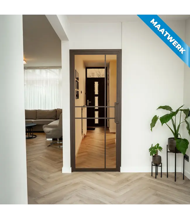 Stalen Binnendeur - Brons - 6 Vlaks - Maatwerk - Kathedraalglas - Luxe design