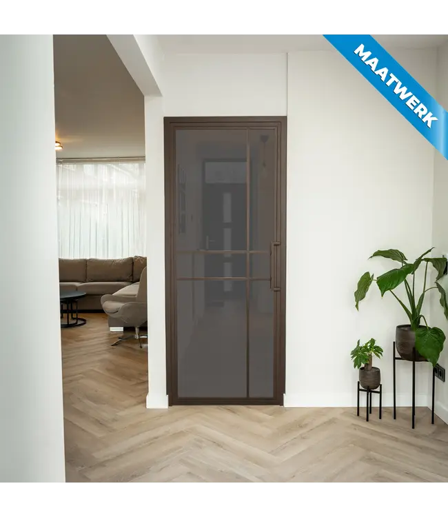 Stalen Binnendeur - Brons - 6 Vlaks - Maatwerk - Kanaalglas - Luxe design