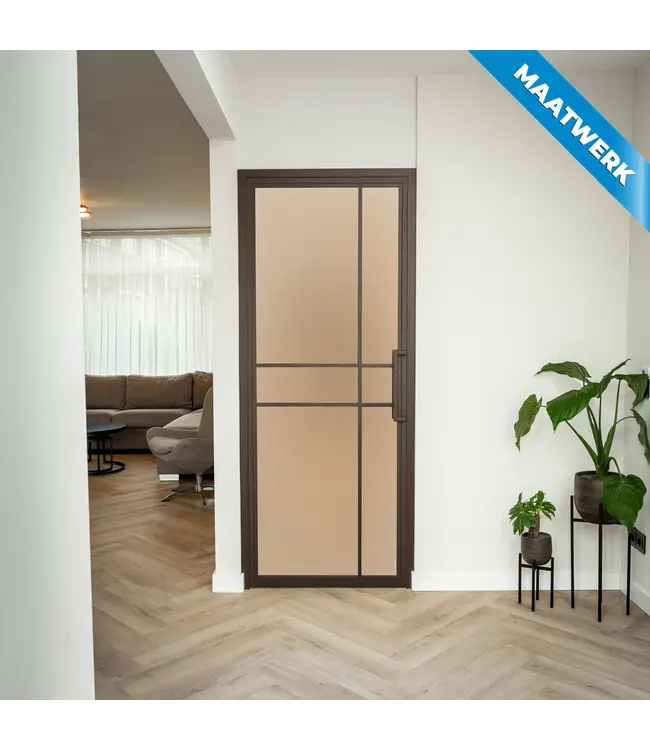 Stalen Binnendeur - Brons - 6 Vlaks - Maatwerk - Kanaalglas - Luxe design